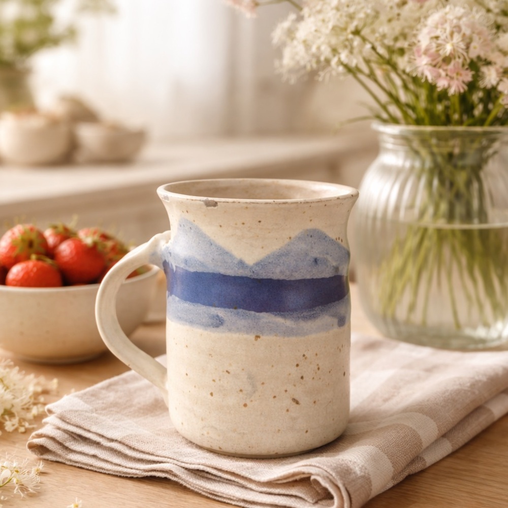Handmade Pottery Mountain View Art Mug